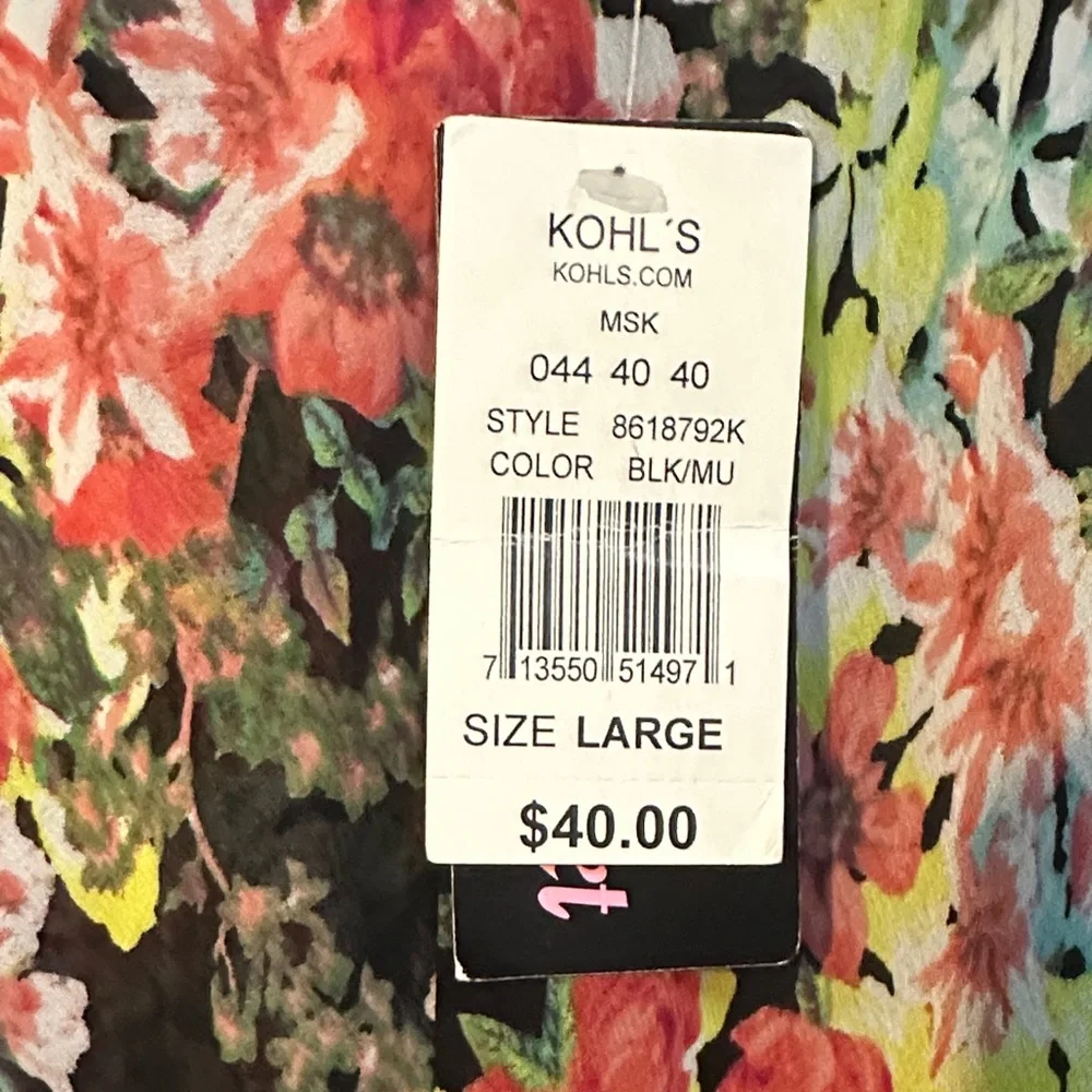 Zara Black Floral High-Low Chiffon Skirt with Multicolor Blooms - Picture 3 of 5